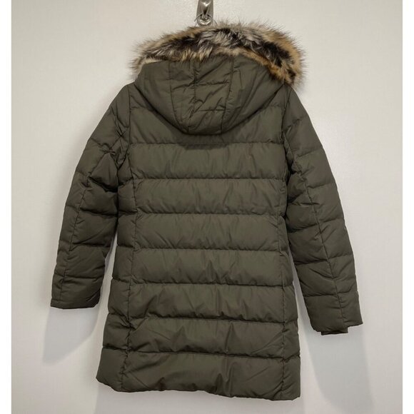 NWT Lands' End Women's 600 Down Winter Long Coat w Hood Forest Moss XS Petite - Picture 3 of 13